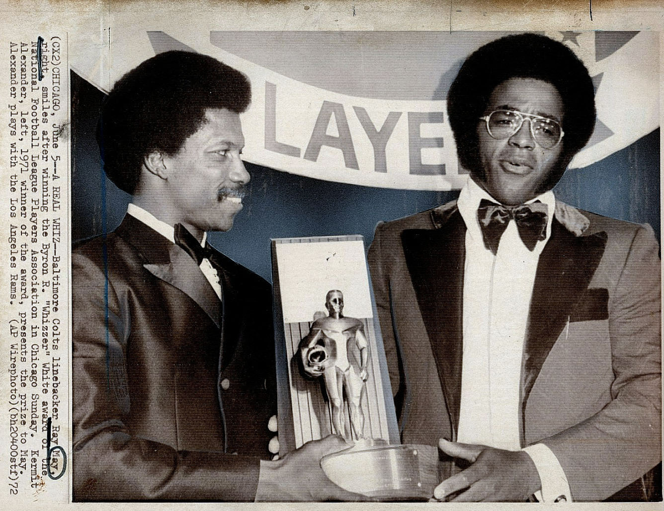 1972 Ray May/Kermit Alexander Press Photo
