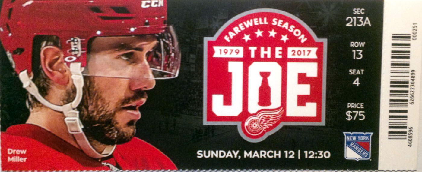 2016-17 Detroit Red Wings ticket