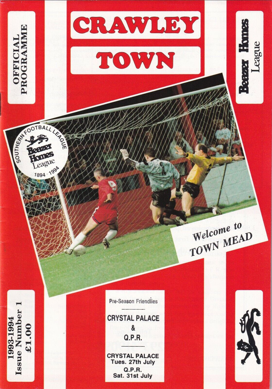 Crawley Town vs. Crystal Palace/Queens Park Rangers (July 27 & 31, 1993)
