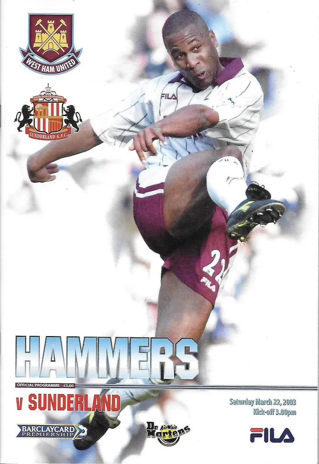 West Ham United vs. Sunderland (March 22, 2003)