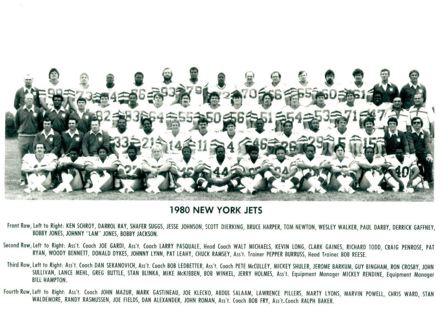 1980 New York Jets Team Photo