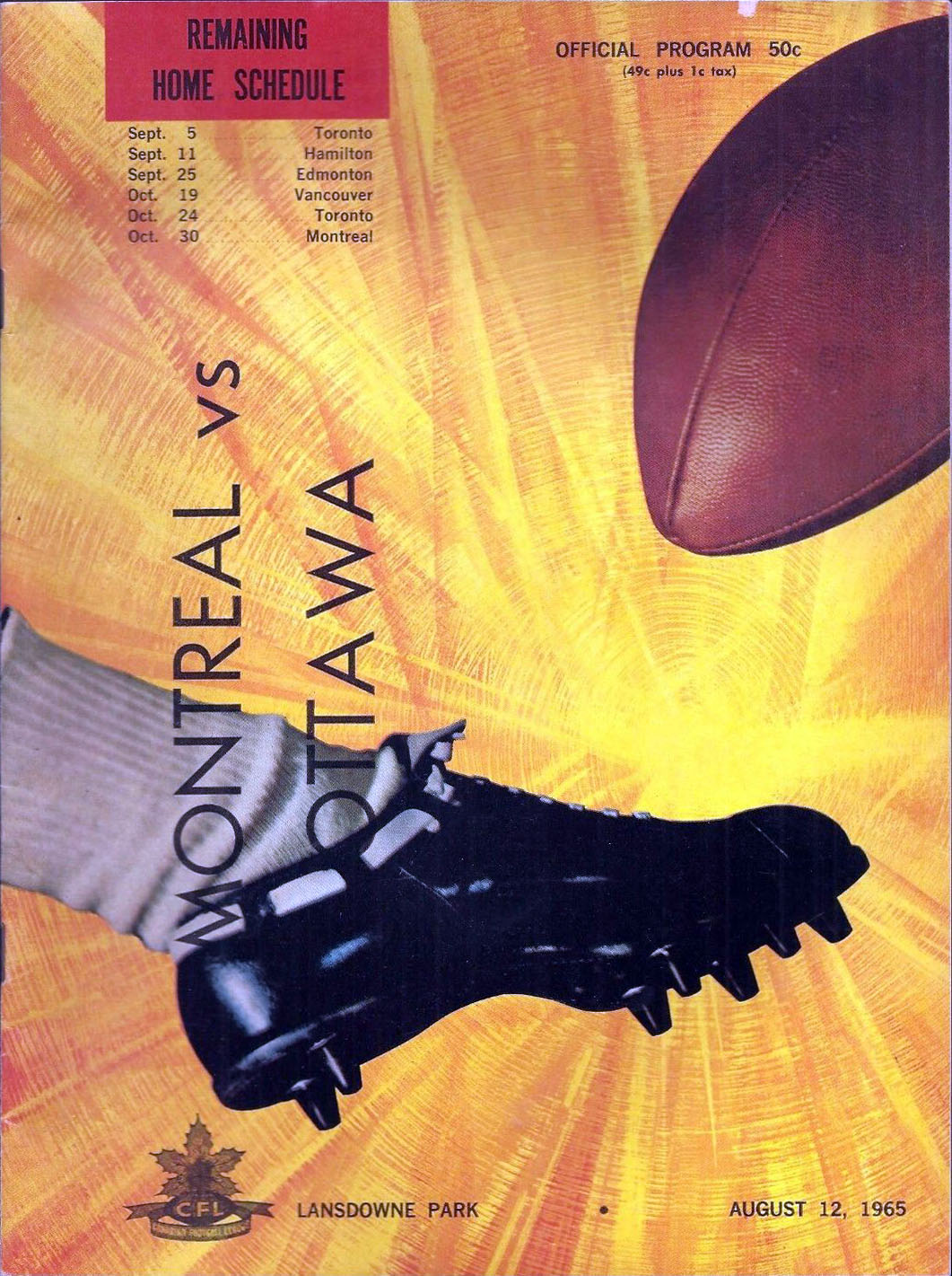 Ottawa Rough Riders vs. Montreal Alouettes (August 12, 1965)