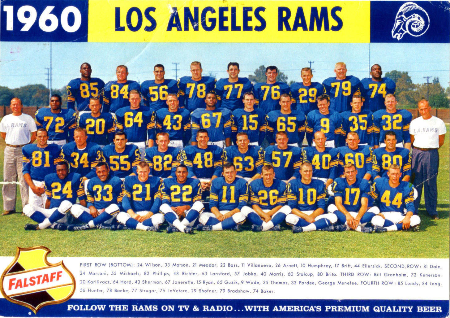 1960 Los Angeles Rams Team Photo