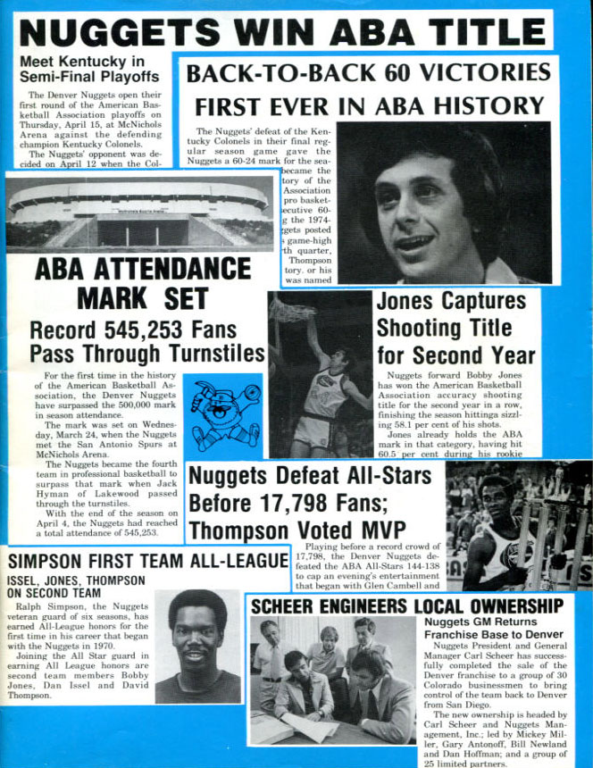 1976 Denver Nuggets playoff program