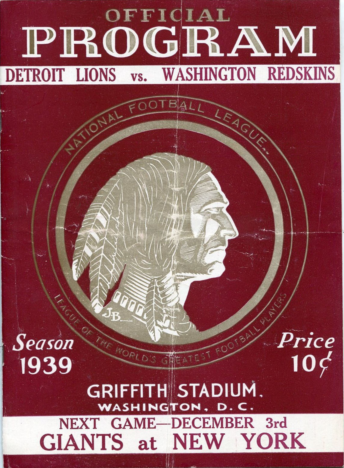 Washington Redskins vs. Detroit Lions (November 26, 1939)