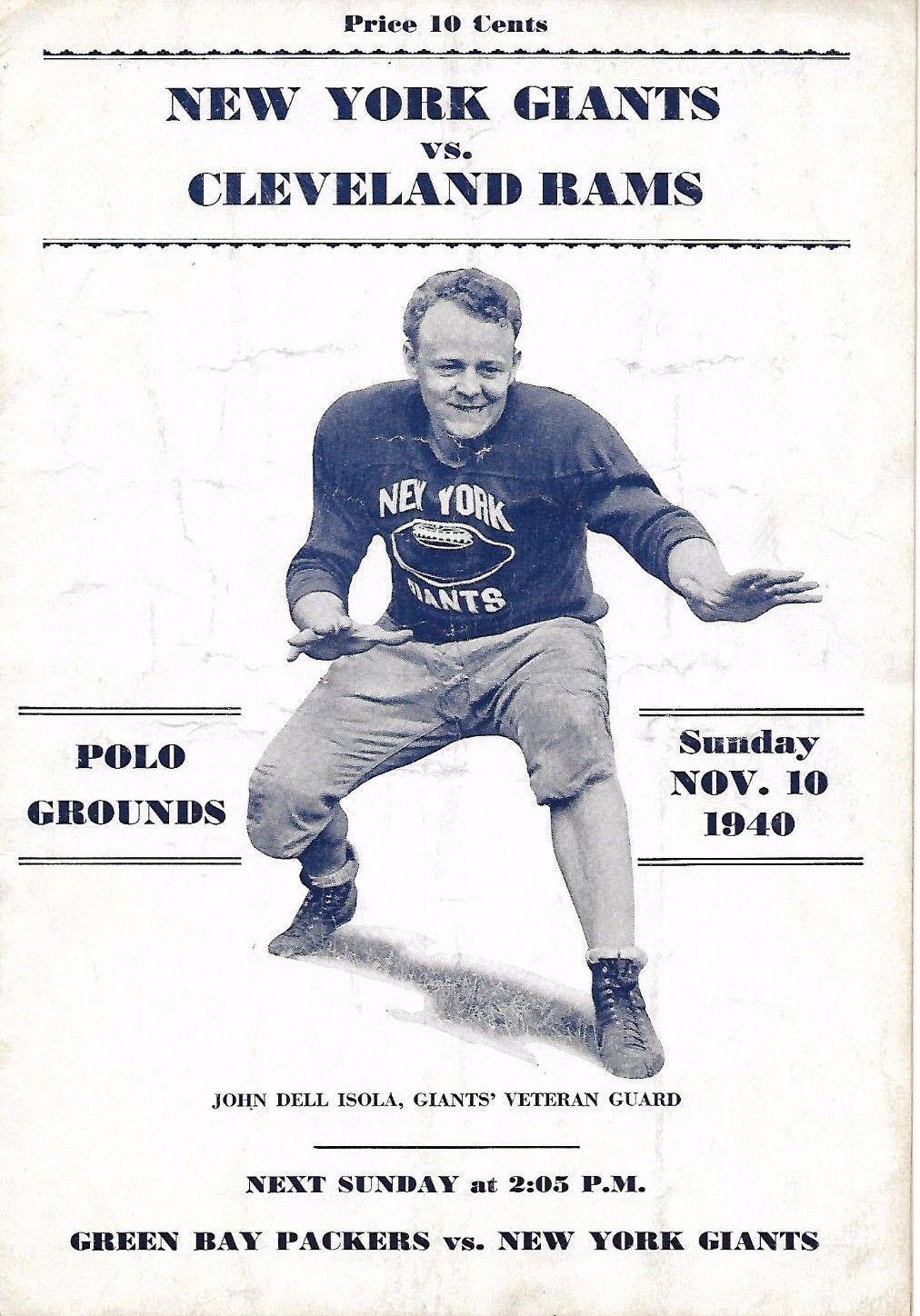 New York Giants vs. Cleveland Rams (November 10, 1940)