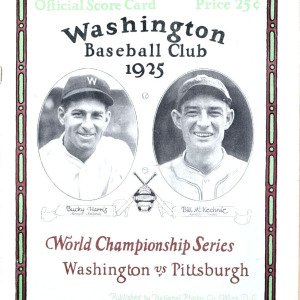 1925 Washington Senators World Series program