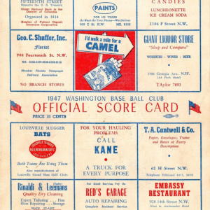 1940 Washington Senators scorecard