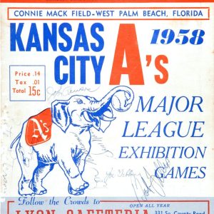 1958 Kansas City Athletics spring training program