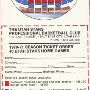 1970-71 Utah Stars Season Ticket Brochure
