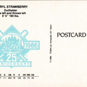 1986 New York Mets Postcard - Darryl Strawberry